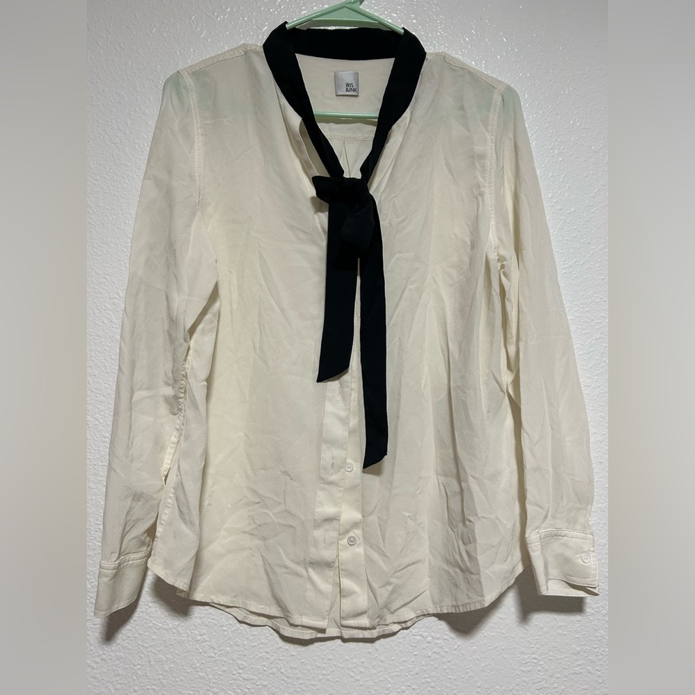 Iris + Ink Button Down Tie Blouse